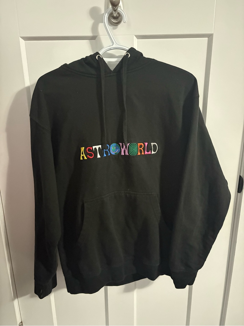 Men's Black Astroworld Graphic Hoodie - Colorful Embroidered Logo